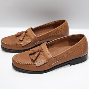 New Without Box Bass Jeremy Moc Toe Brown Leather Tasseled Loafer Men Size 9.5D